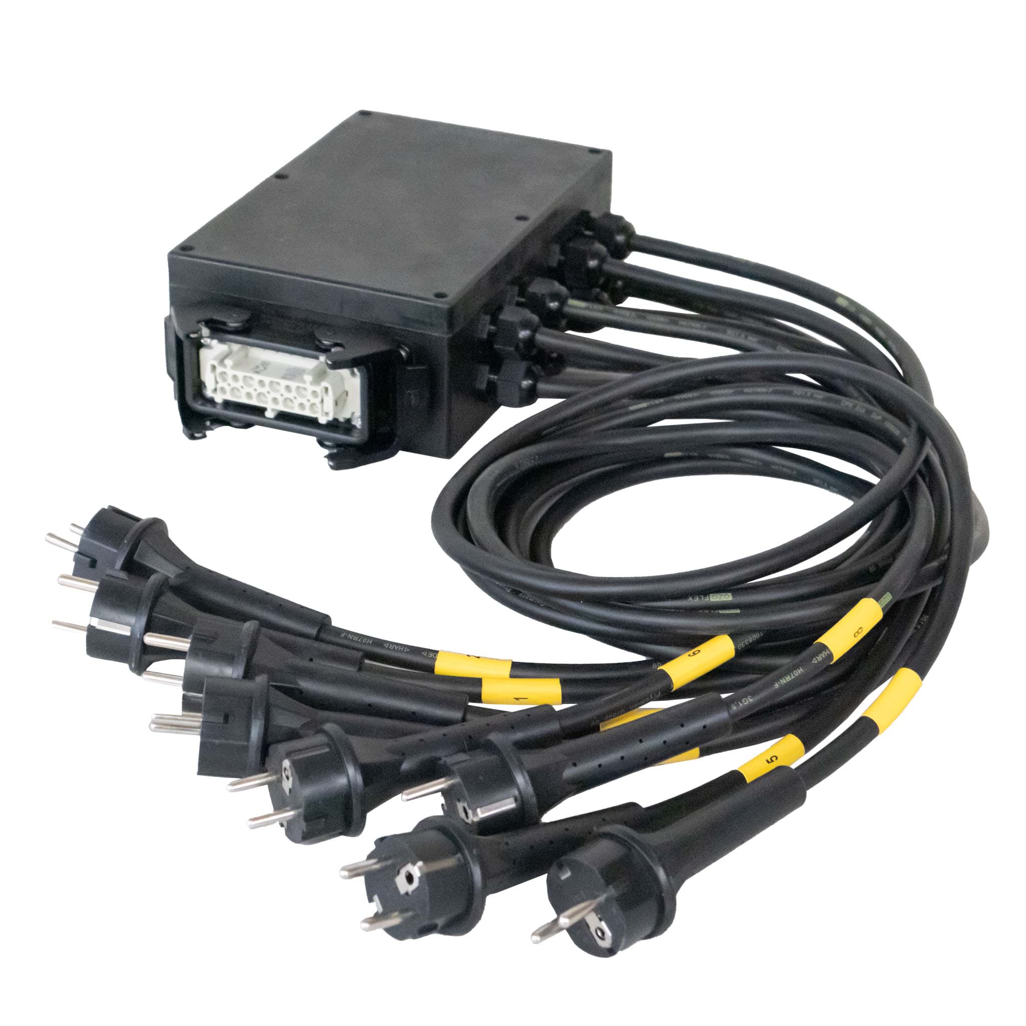 breakin box 8x schuko RA+BF RNF3G1.5 1.2m > Han 16 polig 1+2