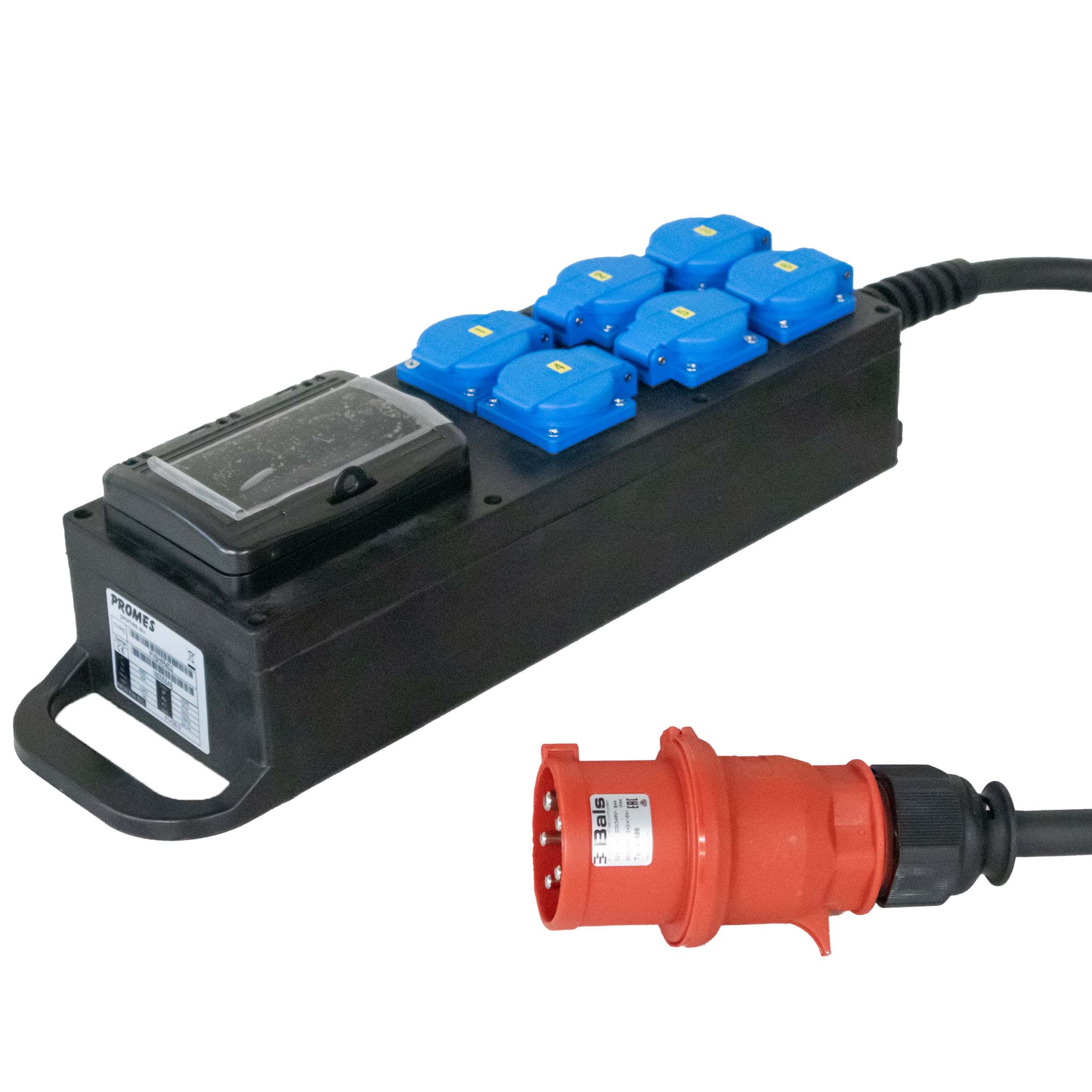 verdeelslof 32A 5p>RNF5G6-1,5m>6xSchuko blauw [6NC] ABB-Bals