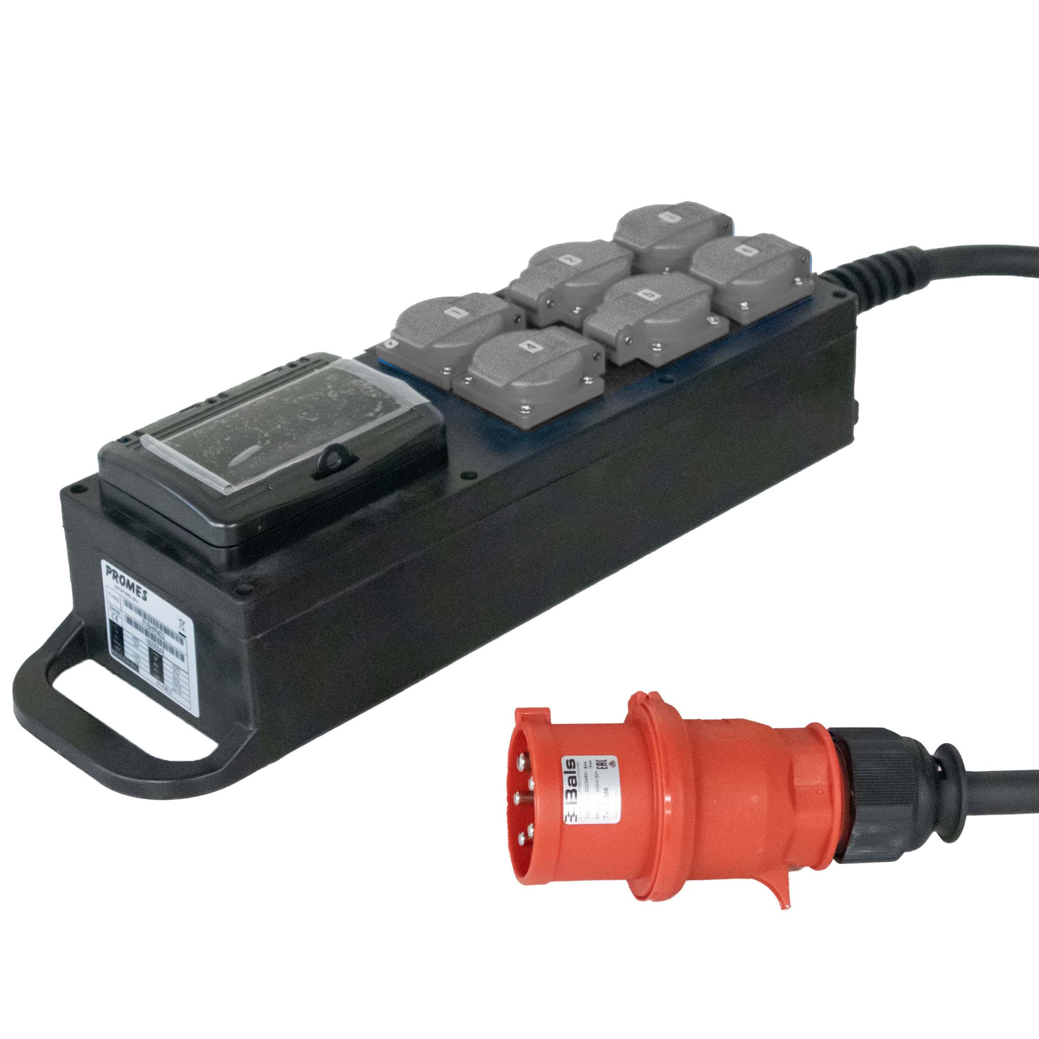 verdeelslof 32A 5p>RNF5G6-1,5m>6xSchuko zwart [6ALNC] ABB-Bals