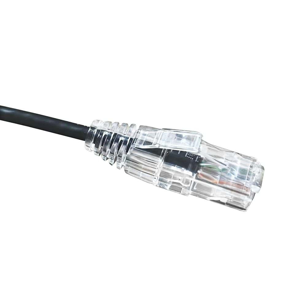 patchkabel CAT6A U/UTP 4P28 SLIM PVC zwart RJ45 snagless 0,15m SCP 10G