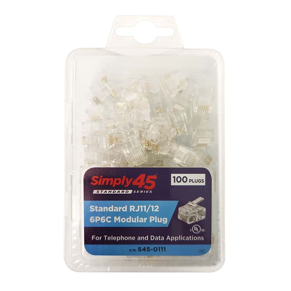 RJ11/RJ12 Standard AWG26-24/1(26-24/7) dmax=4,5mm BX100 Simply45