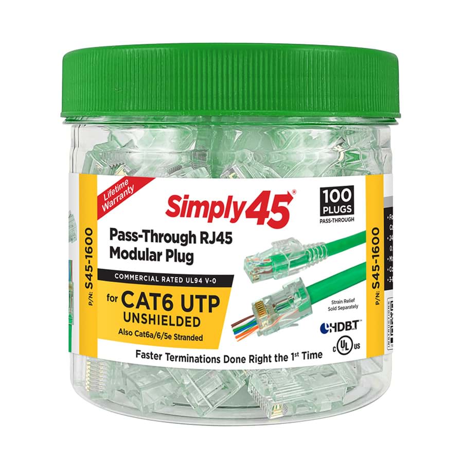 RJ45 PassThrough CAT6 UTP AWG23/1 AWG26-24/7 dmax=6,5mm