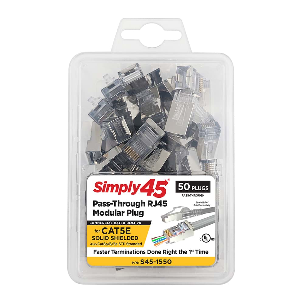 RJ45 PassThrough CAT5E STP AWG24/1 AWG28-26/7 dmax=6,5mm BX50