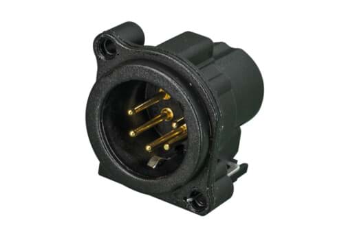 XLR chassis B 5p male PCB-V zwart