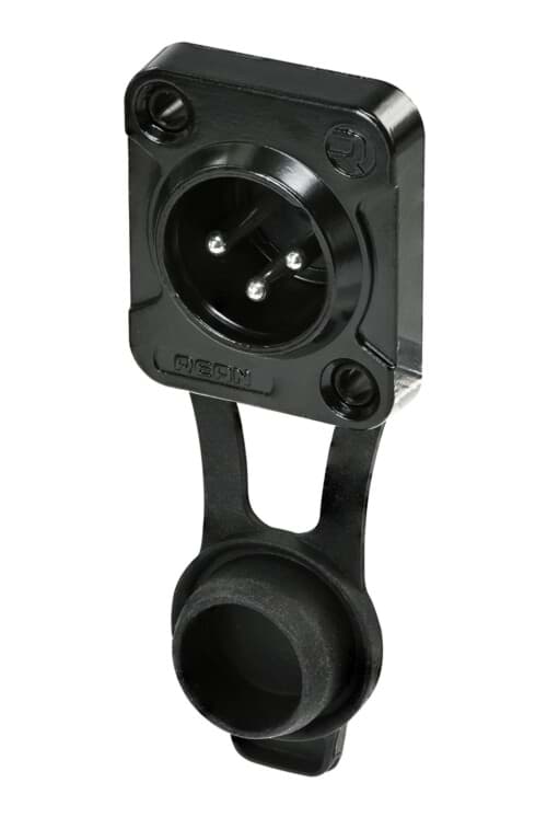 XLR chassis D 3 pin pen zwarte behuizing tincontact IP65 REAN