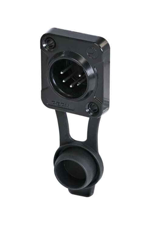XLR chassis D 5 pin pen zwarte behuizing tincontact IP65 REAN