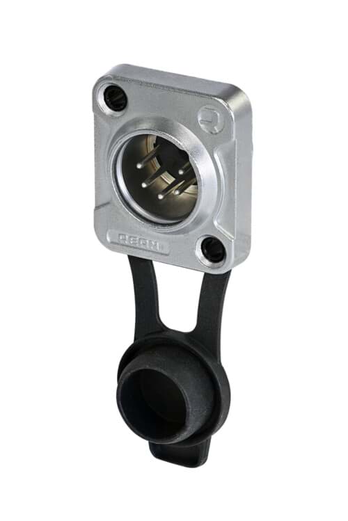 XLR chassis D 5 pin pen nikkel behuizing tincontact IP65 REAN