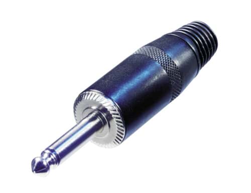 jack 6,3mm steker 2-polig zwart anti-kink tule kabelOD<8.8mm NYS