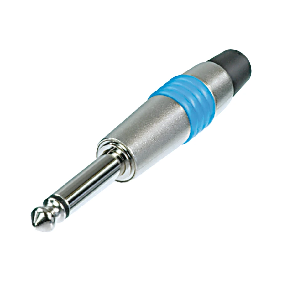 jack 6,3mm steker 2-polig nikkel tule blauw NYS