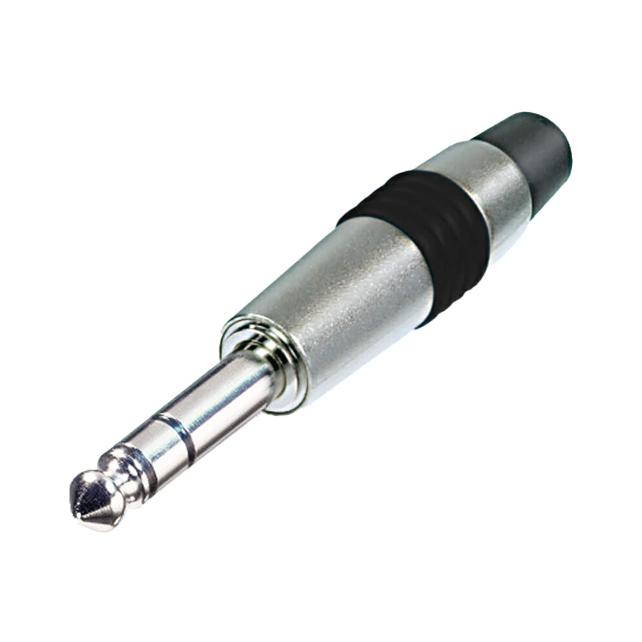 jack 6,3mm steker 3-polig nikkel tule zwart NYS