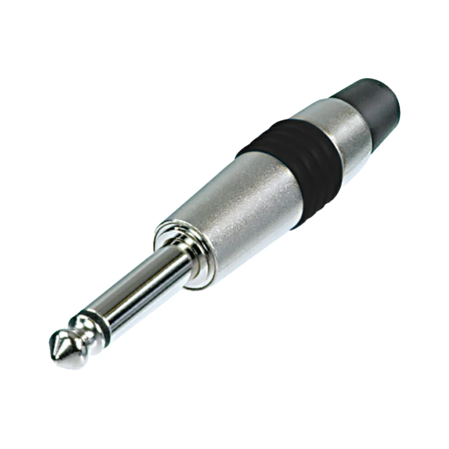 jack 6,3mm steker 2-polig nikkel tule zwart NYS