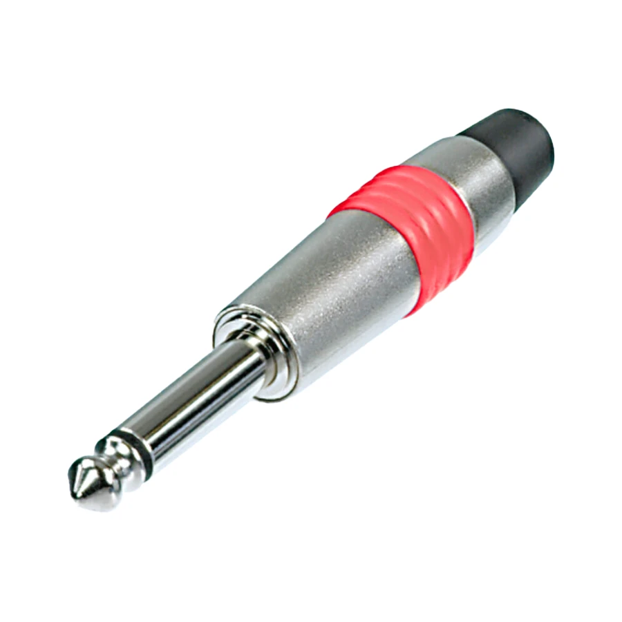 jack 6,3mm steker 2-polig nikkel tule rood NYS