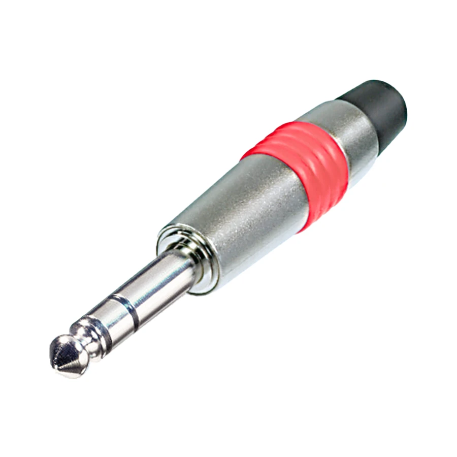 jack 6,3mm steker 3-polig nikkel tule rood NYS