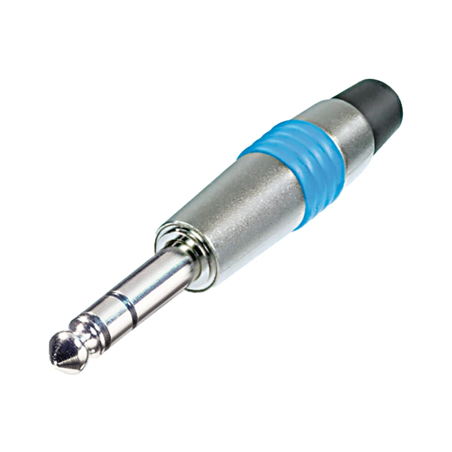 jack 6,3mm steker 3-polig nikkel tule blauw NYS