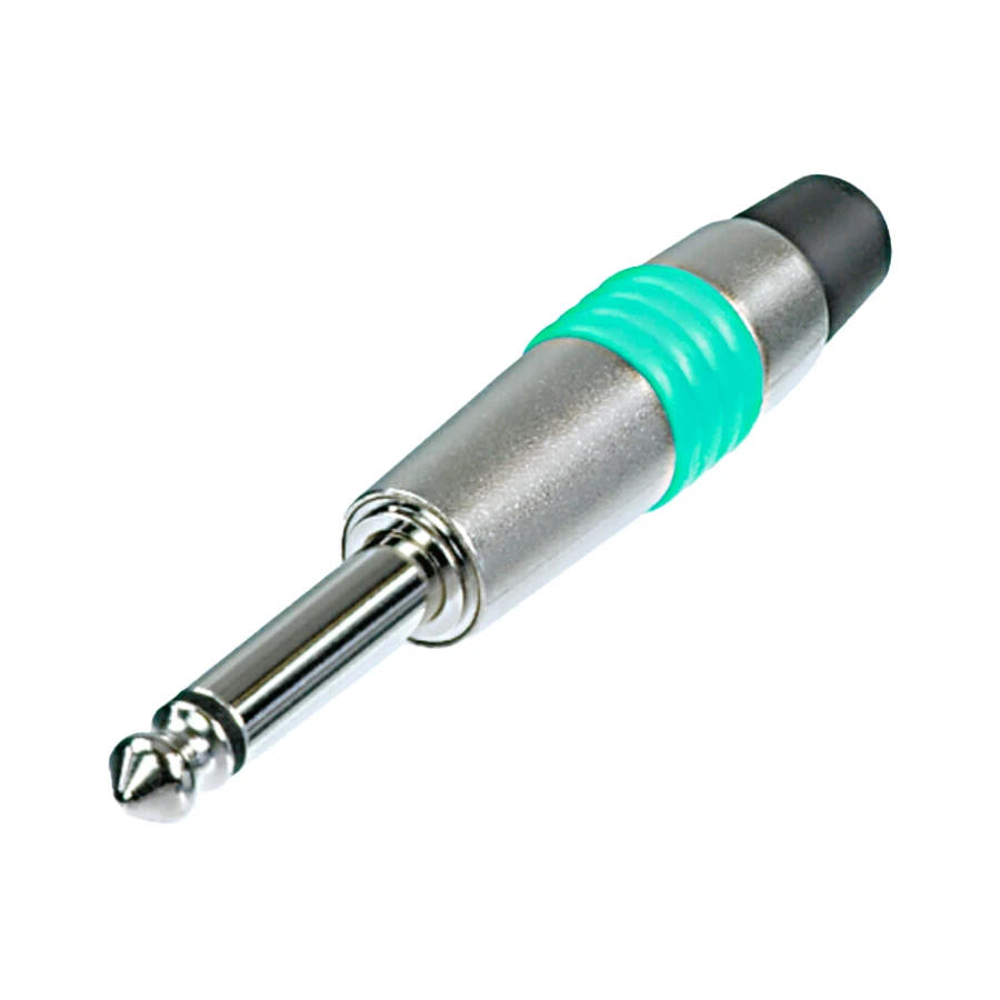 jack 6,3mm steker 2-polig nikkel tule groen NYS