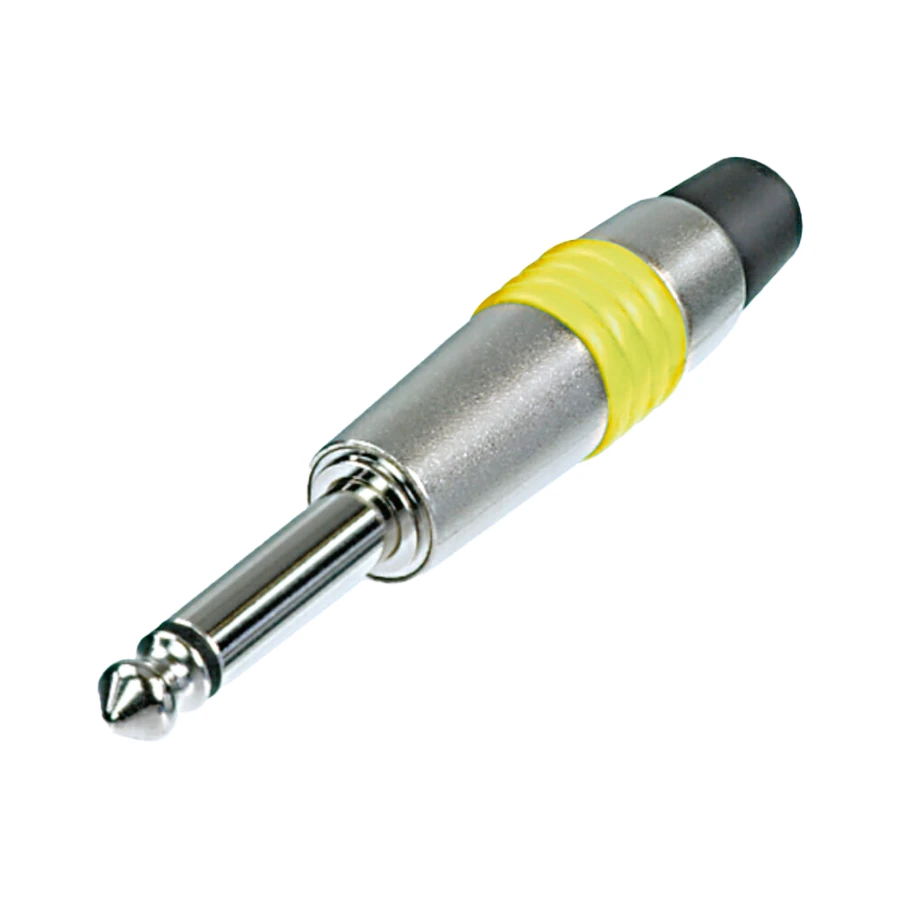 jack 6,3mm steker 2-polig nikkel tule geel NYS