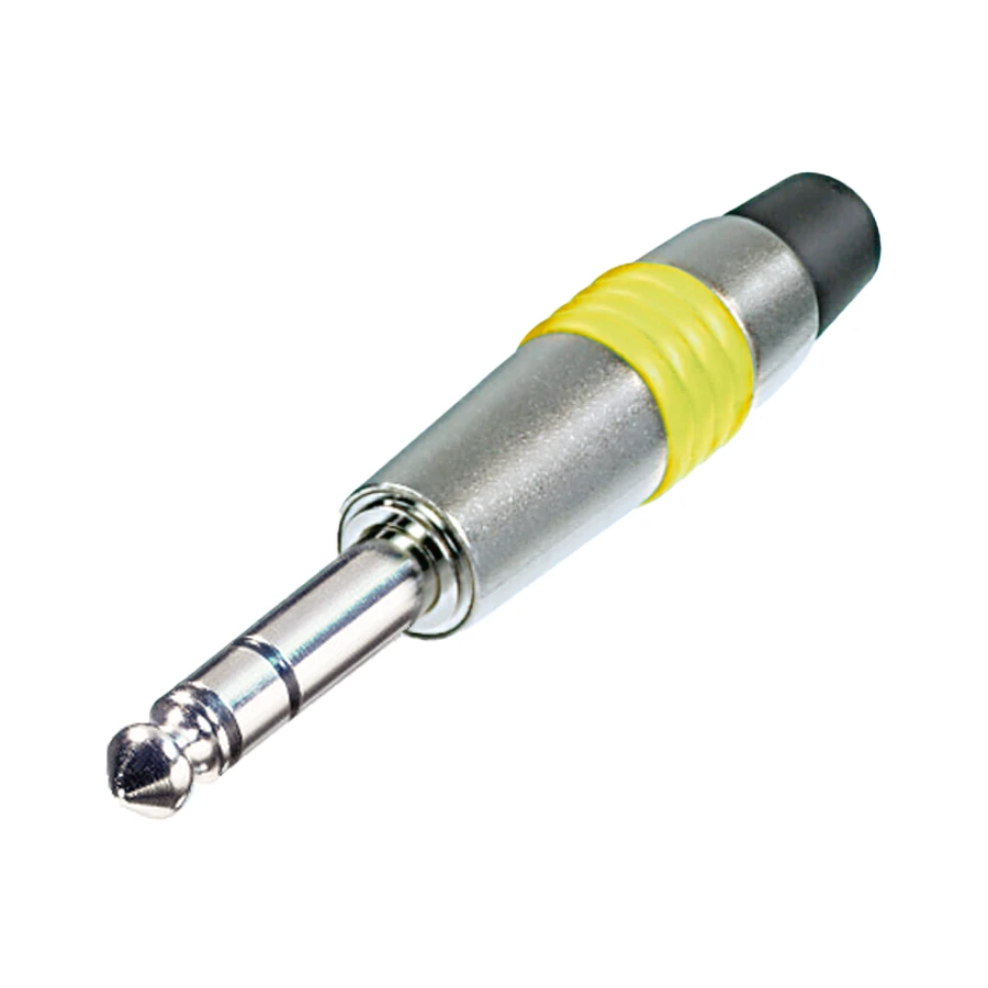 jack 6,3mm steker 3-polig nikkel tule geel NYS