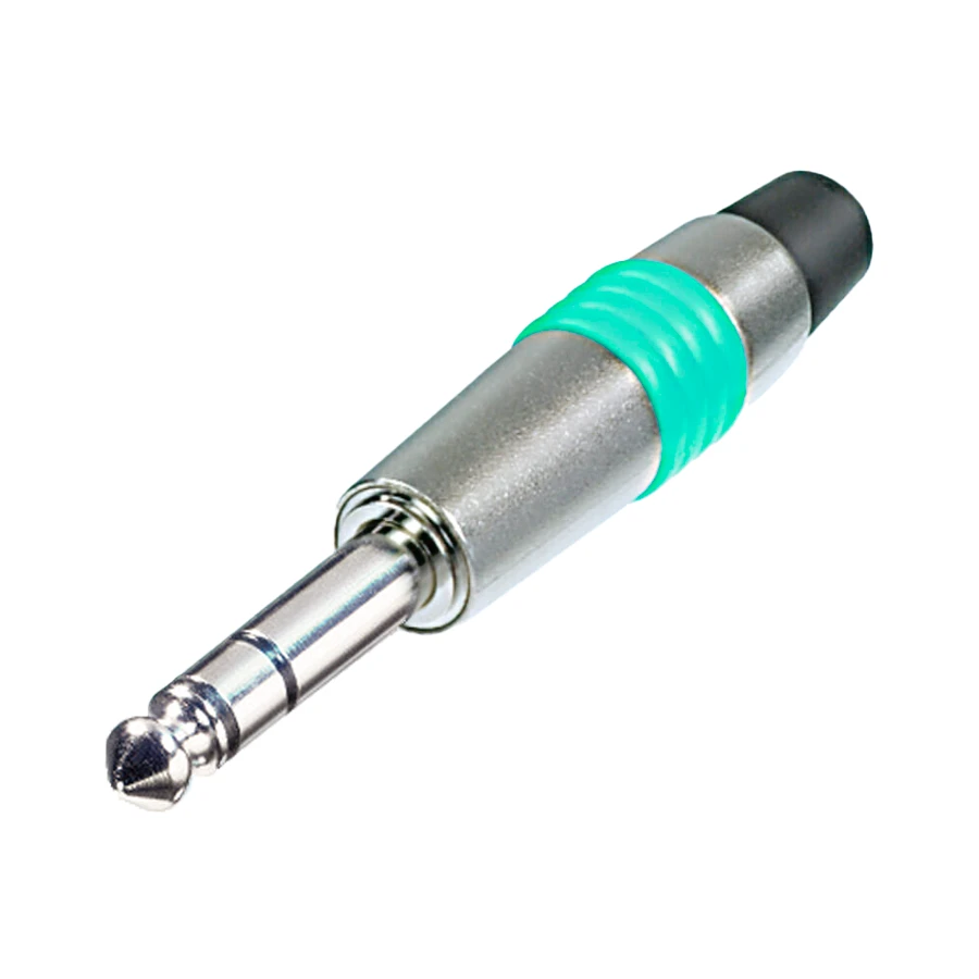 jack 6,3mm steker 3-polig nikkel tule groen NYS