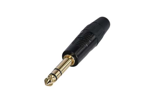 jack 6,3mm steker 3-polig zwart goud Finger Groove