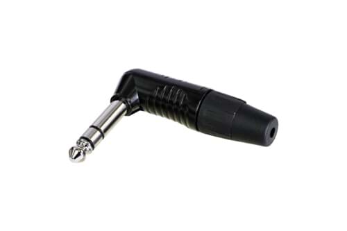 jack 6,3mm steker 3-polig haaks zwart Finger Groove