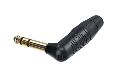 jack 6,3mm steker 3-polig haaks zwart goud Finger Groove