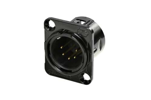 XLR chassis D 5 pin pen zwart behuizing goudcontacten REAN