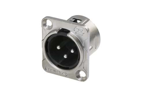 XLR chassis D 3 pin pen nikkel behuizing zilvercontacten REAN