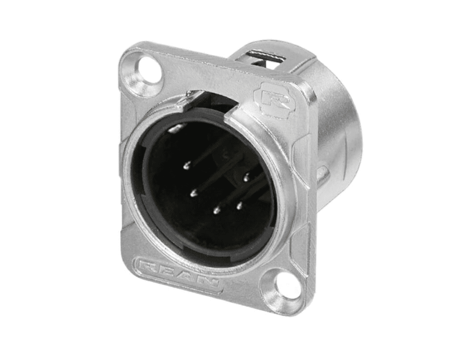 XLR chassis D 5 pin pen nikkel behuizing zilvercontacten REAN