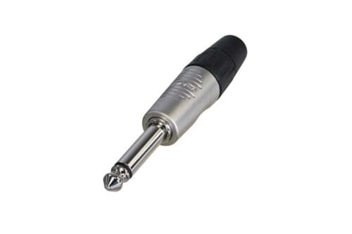 jack 6,3mm steker 2-polig nikkel Finger Groove