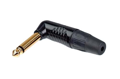jack 6,3mm steker 2-polig haaks zwart goud Finger Groove