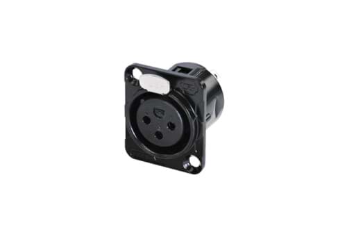 XLR chassis D 3 pin bus zwart behuizing goudcontacten REAN