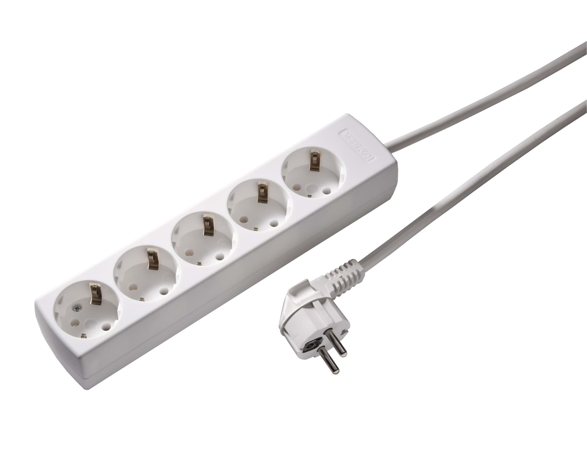 contactdoos randaarde  5v45gr wit snoer 1,5m stekker-haaks RA+BF