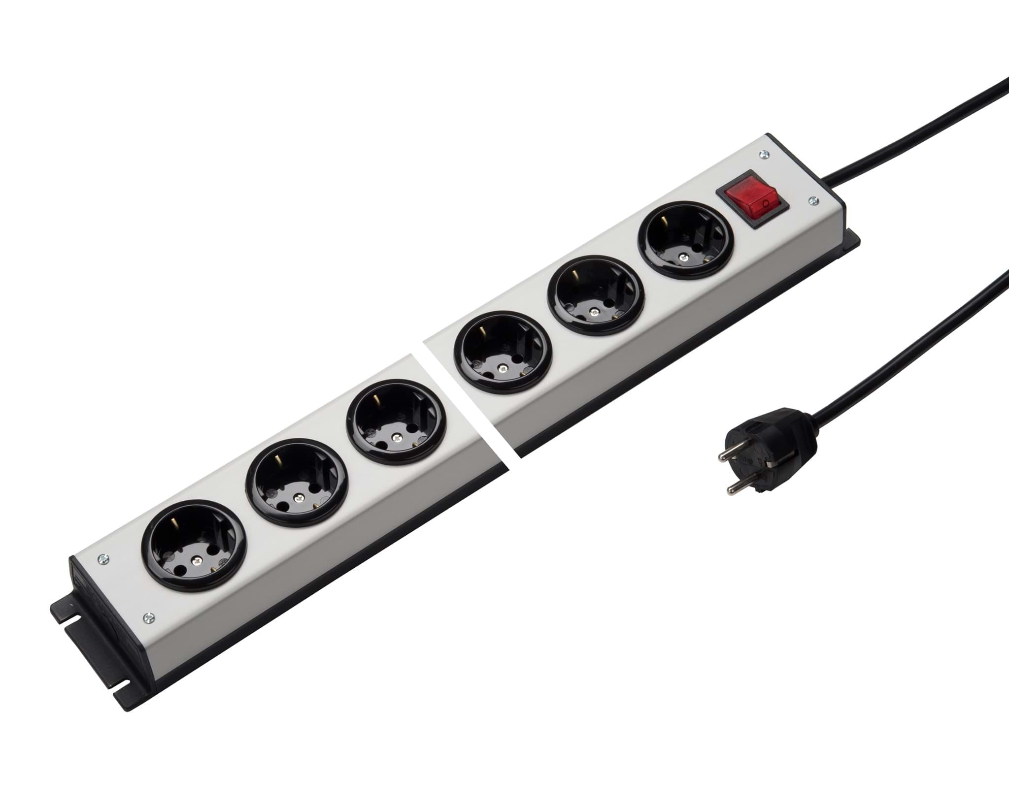 contactdoos randaarde  4v90gr+schakelaar zwgr snoer 1,5m stekker-recht