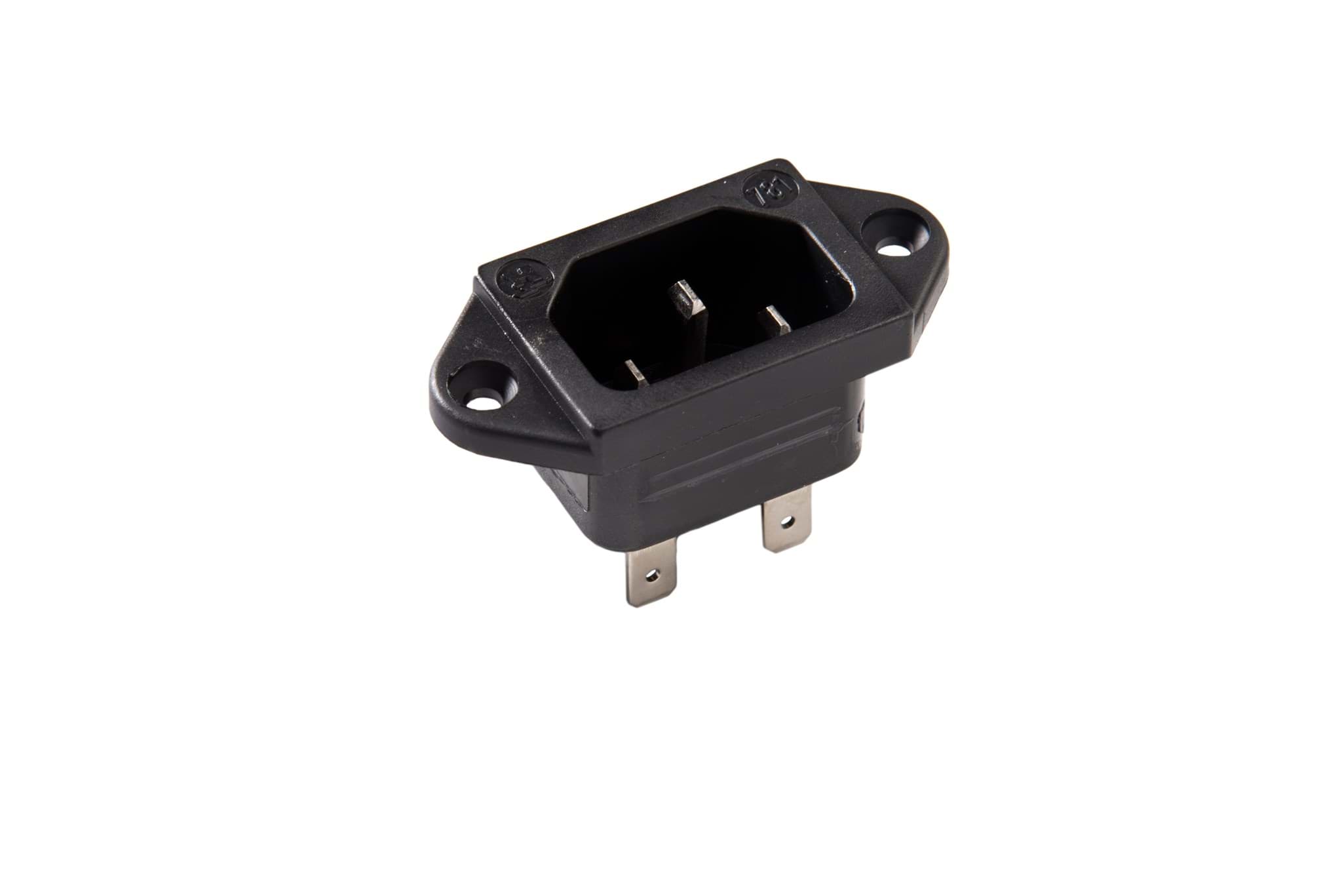 IEC C14 10A inbouw pen Faston 6.3mm zwart Kaiser