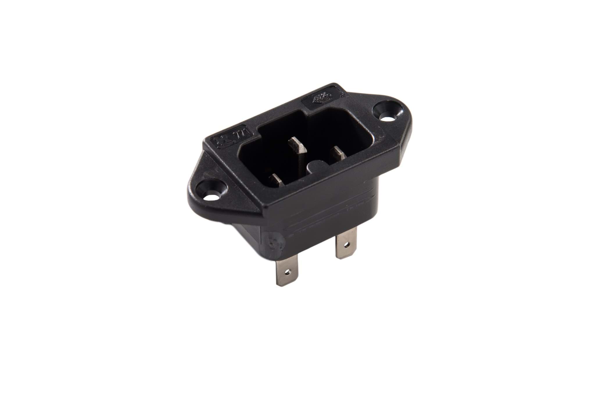 IEC C16A 10A 155gr inbouw pen Faston 6.3mm zwart Kaiser
