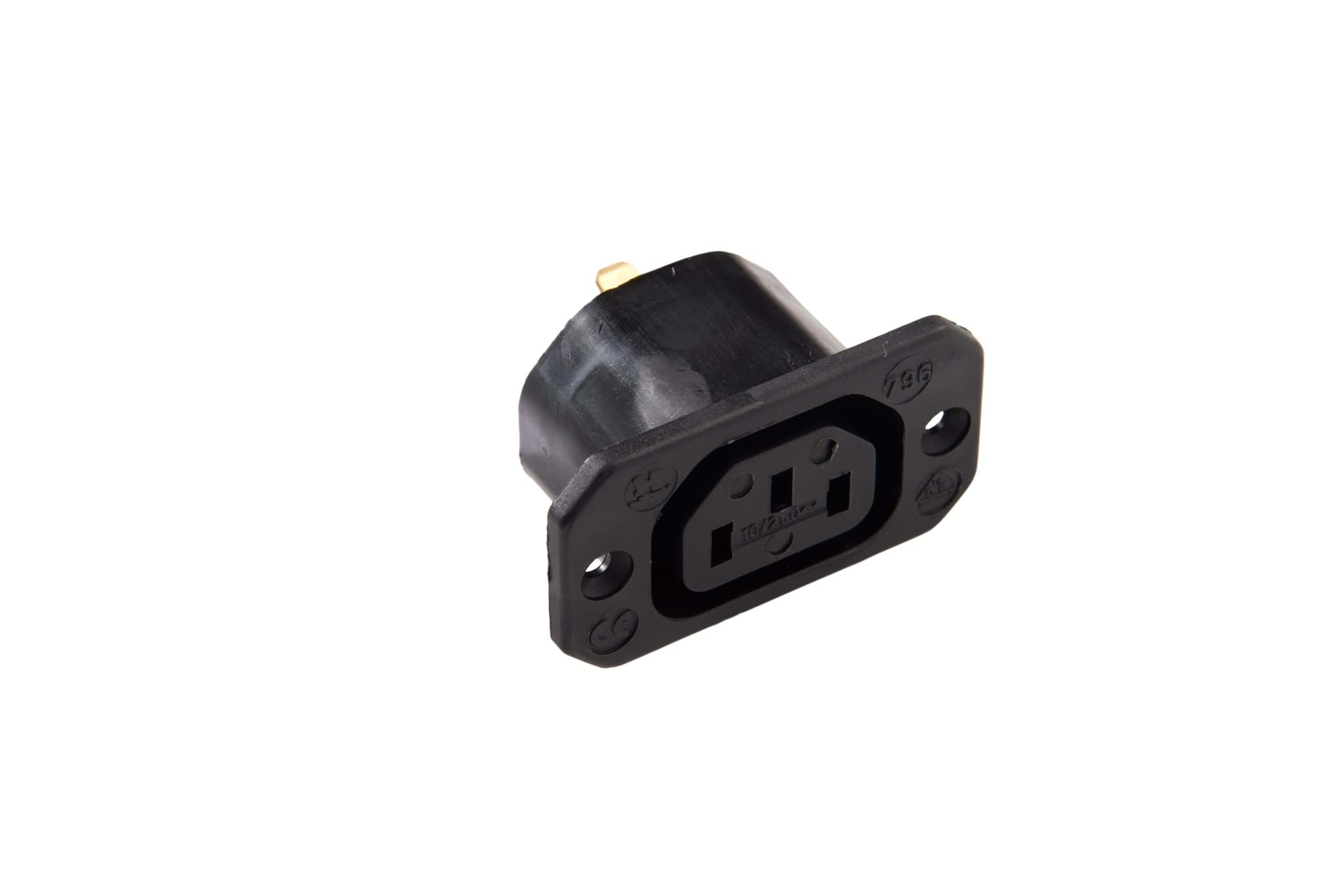 IEC C13 10A inbouw bus Faston 6.3mm zwart Kaiser