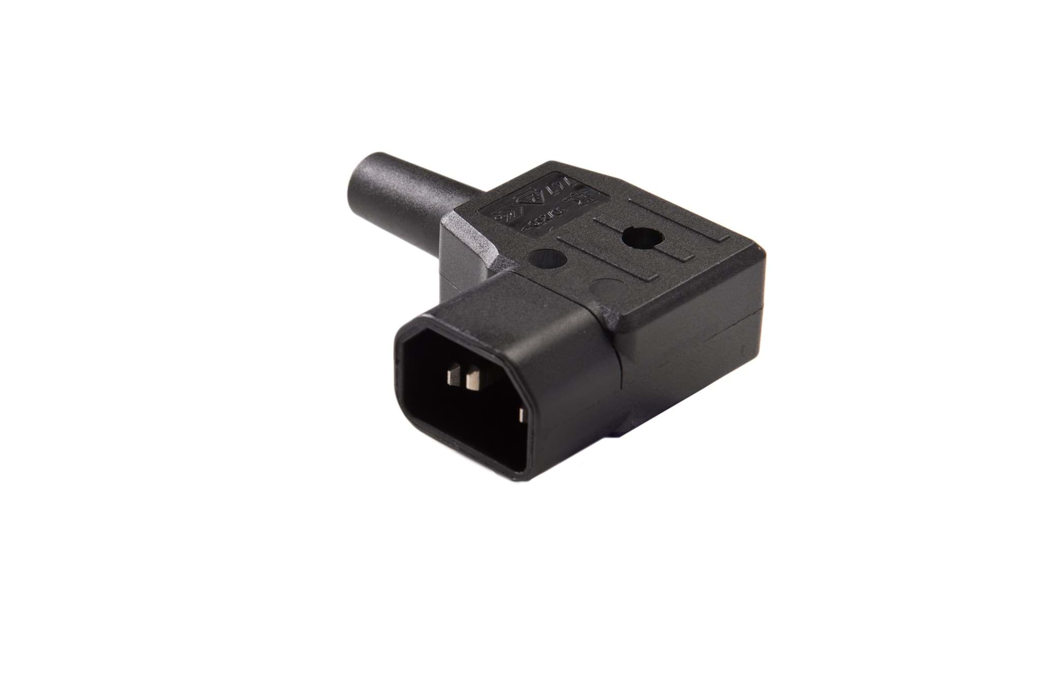 IEC C14 10A connector pen haaks rechts zwart Kaiser