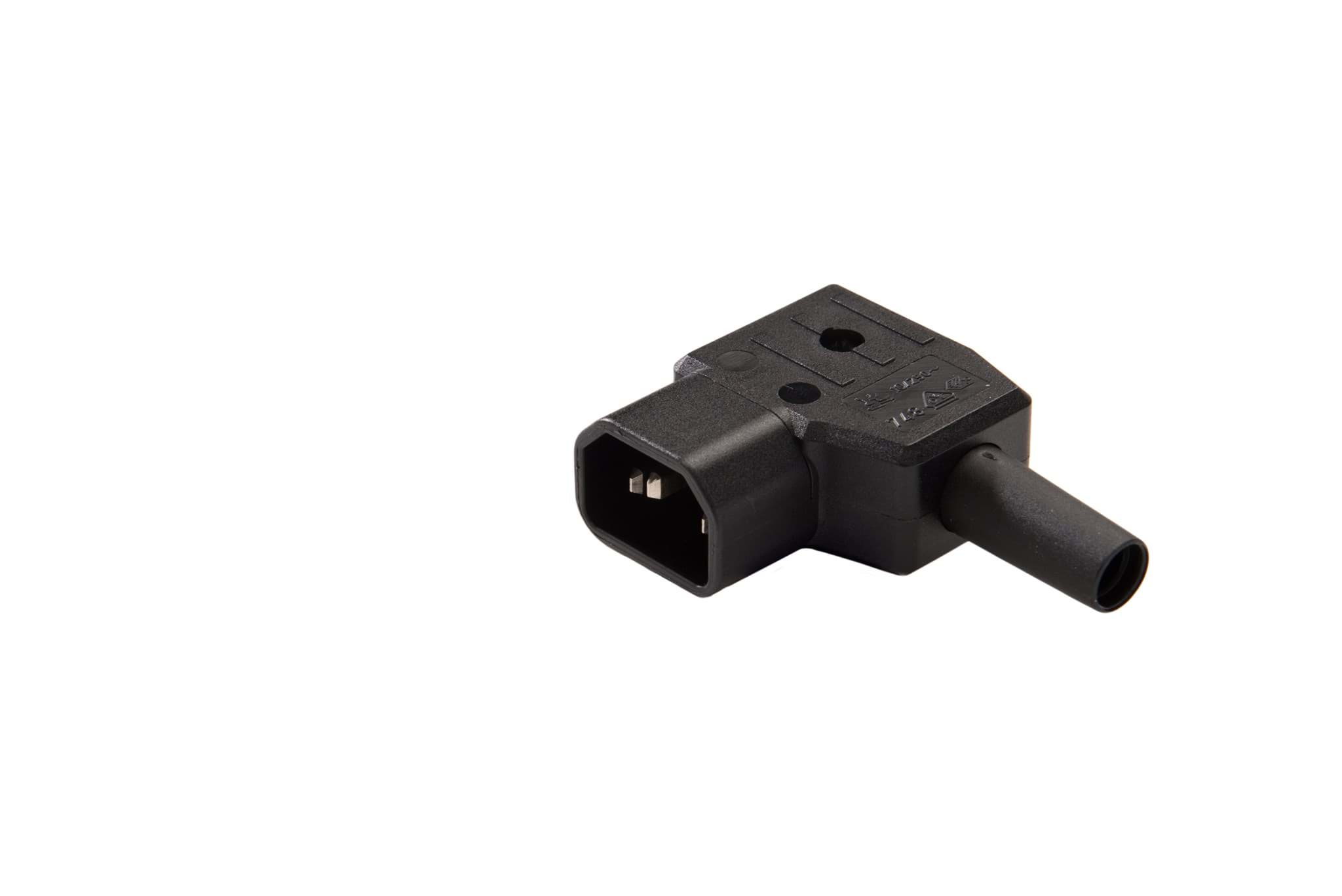 IEC C14 10A connector pen haaks links zwart Kaiser