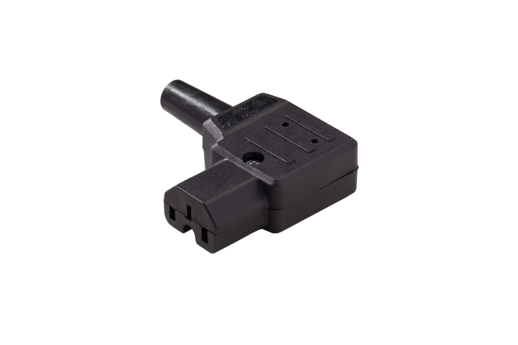 IEC C15 10A 120gr connector bus haaks rechts zwart Kaiser
