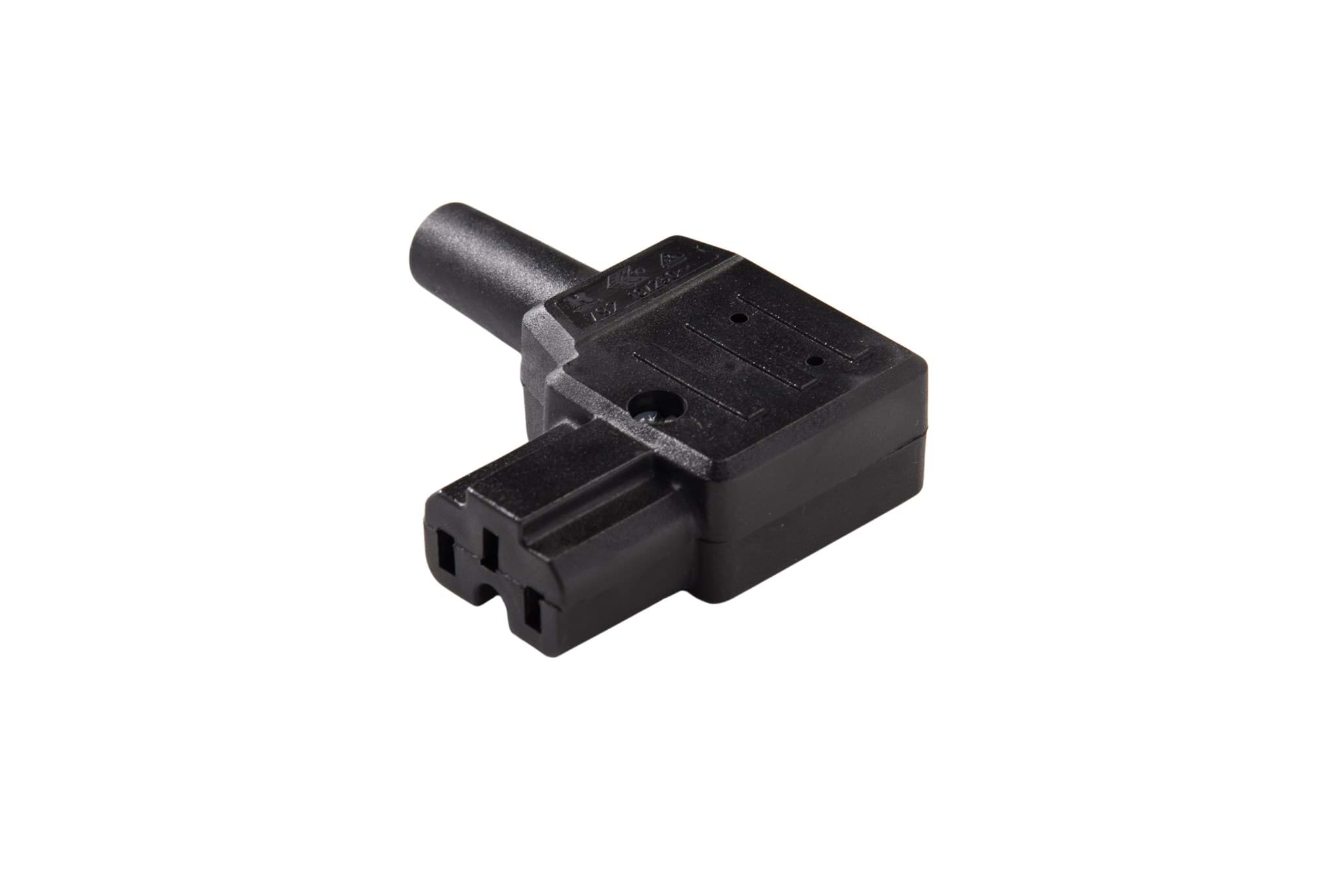 IEC C15A 10A 155gr connector bus haaks rechts zwart Kaiser