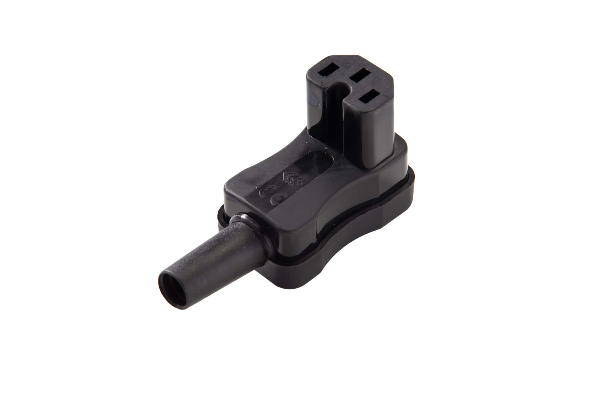 IEC C15 10A 120gr connector bus haaks onder zwart Kaiser