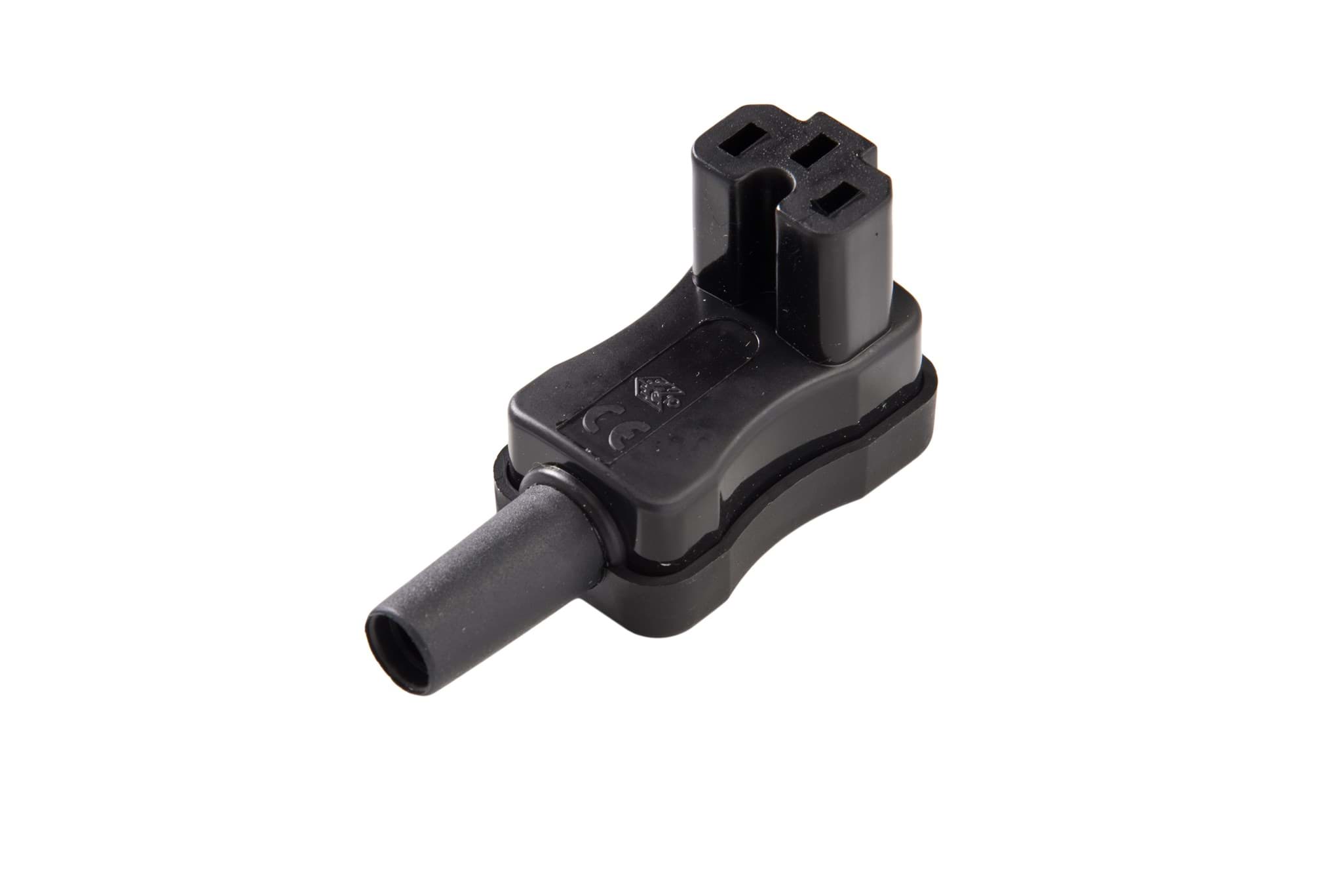 IEC C15A 10A 155gr connector bus haaks onder zwart Kaiser