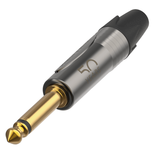 jack 6,3mm profi steker 2-polig donkergrijs goudcontacten 50year XX