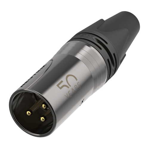 XLR kabeldeel 3 pin pen donkergrijze behuizing goudcontacten 50year XX