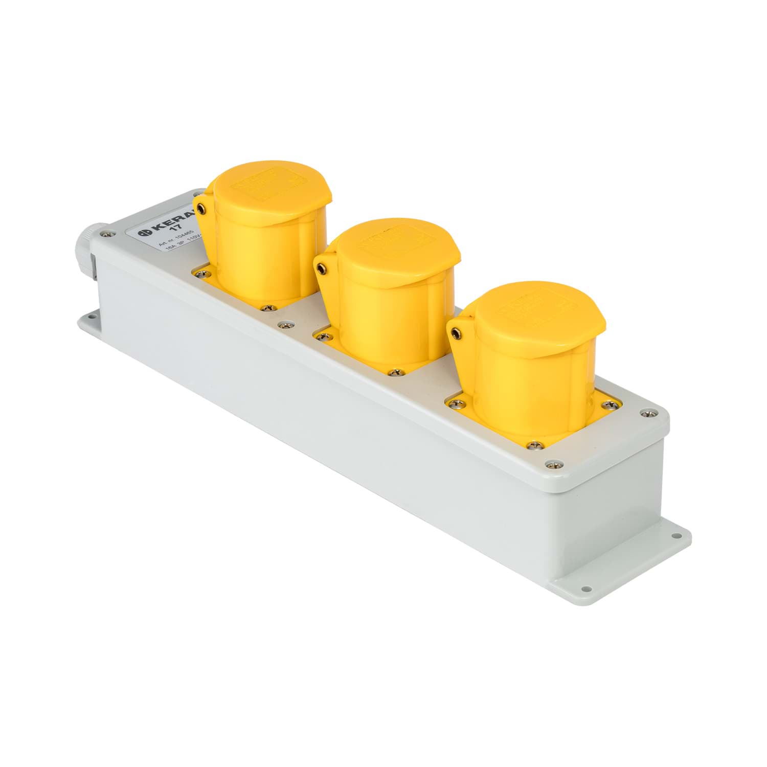 snoercentrale 3-voudig CEE 3p 16A 110V grijs/geel M20