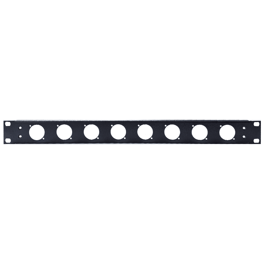 frontplaat 19inch 1HE-U gaten 8x powerCON TRUE1 staal zwart (tbv CBox)
