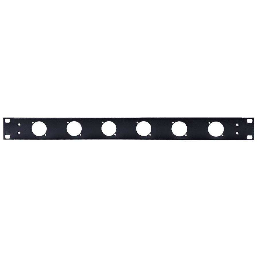 frontplaat 19inch 1HE-U gaten 6x powerCON TRUE1 staal zwart (tbv CBox)