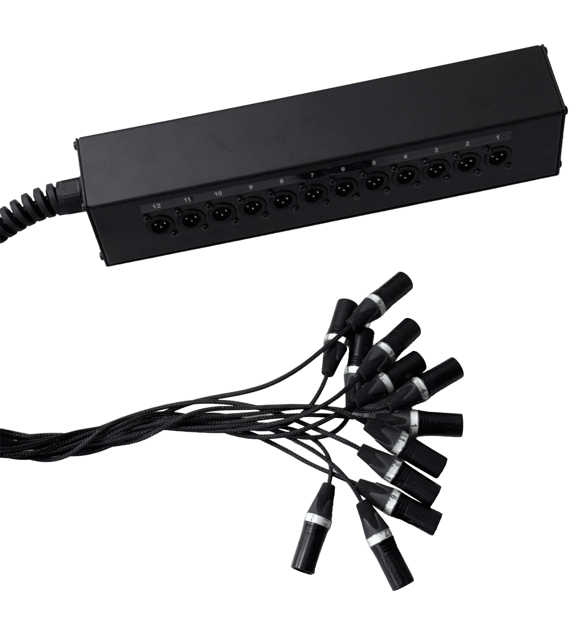 audiomulti 12k MW-CY0,14 PVC spin 12x XLR male 5m>BOX-taps 12x XLR m+f